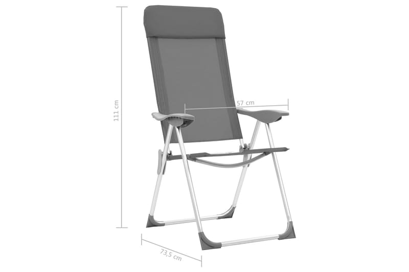 Hopfällbara campingstolar 4 st aluminium grå - Grå - Utemöbler - Utestol & trädgårdsstol - Brassestolar & campingstolar