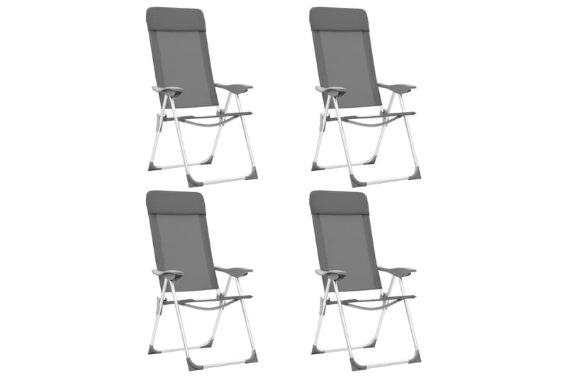 Hopfällbara campingstolar 4 st aluminium grå - Grå - Utemöbler - Utestol & trädgårdsstol - Brassestolar & campingstolar