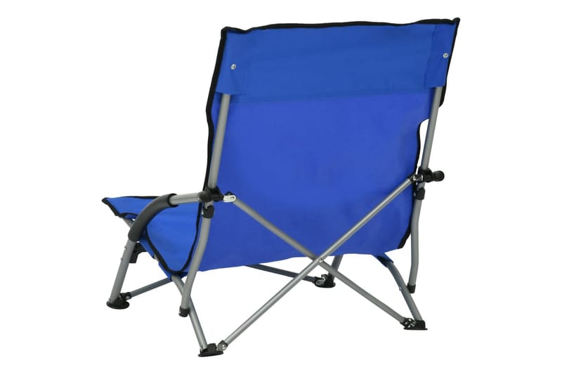Hopfällbara strandstolar 2 st blå tyg - Blå - Utemöbler - Utestol & trädgårdsstol - Brassestolar & campingstolar