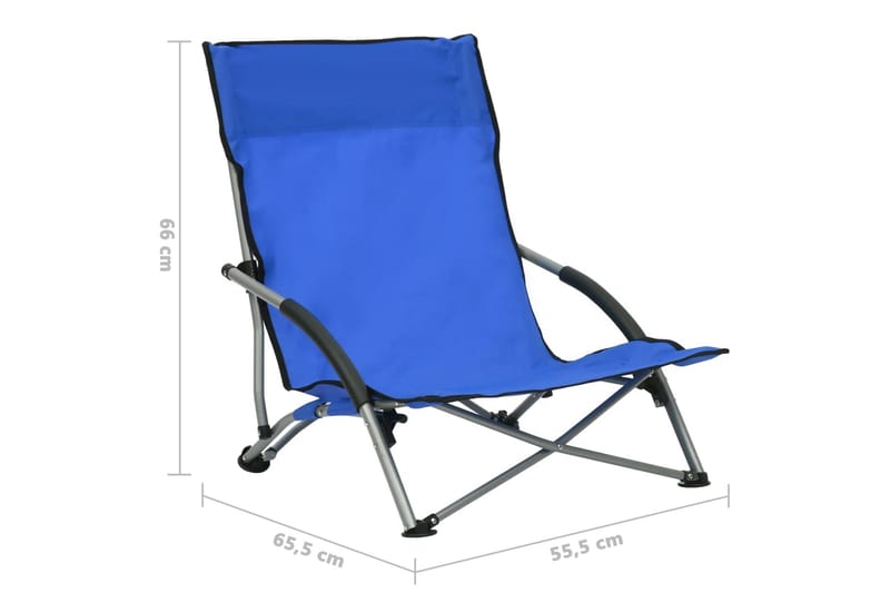 Hopfällbara strandstolar 2 st blå tyg - Blå - Utemöbler - Utestol & trädgårdsstol - Brassestolar & campingstolar