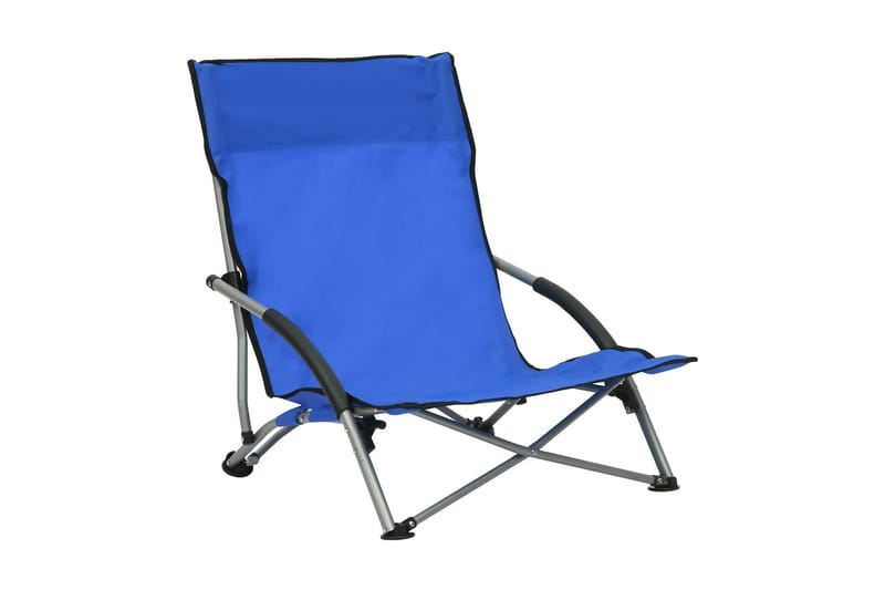 Hopfällbara strandstolar 2 st blå tyg - Blå - Utemöbler - Utestol & trädgårdsstol - Brassestolar & campingstolar