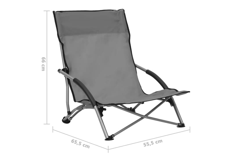 Hopfällbara strandstolar 2 st grå tyg - Grå - Utemöbler - Utestol & trädgårdsstol - Brassestolar & campingstolar