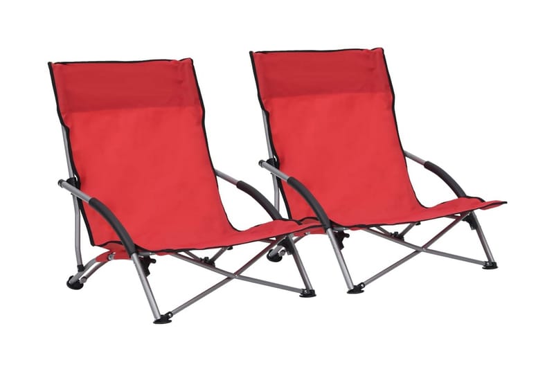 Hopfällbara strandstolar 2 st röd tyg - Röd - Utemöbler - Utestol & trädgårdsstol - Brassestolar & campingstolar