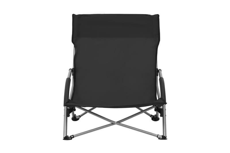 Hopfällbara strandstolar 2 st svart tyg - Svart - Utemöbler - Utestol & trädgårdsstol - Brassestolar & campingstolar