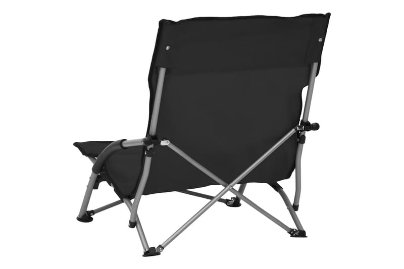 Hopfällbara strandstolar 2 st svart tyg - Svart - Utemöbler - Utestol & trädgårdsstol - Brassestolar & campingstolar