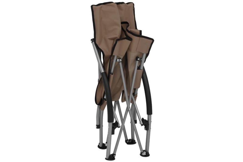 Hopfällbara strandstolar 2 st taupe tyg - Brun - Utemöbler - Utestol & trädgårdsstol - Brassestolar & campingstolar