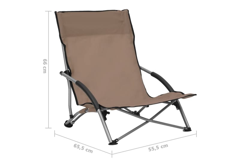 Hopfällbara strandstolar 2 st taupe tyg - Brun - Utemöbler - Utestol & trädgårdsstol - Brassestolar & campingstolar