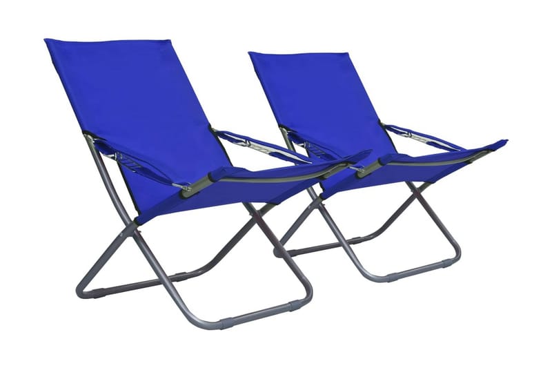 Hopfällbara strandstolar 2 st tyg blå - Blå - Brassestolar & campingstolar - Strandstol