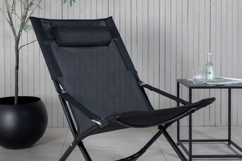 Seville Relaxstol Vikbar med Dyna - Svart - Utemöbler - Utestol & trädgårdsstol - Brassestolar & campingstolar