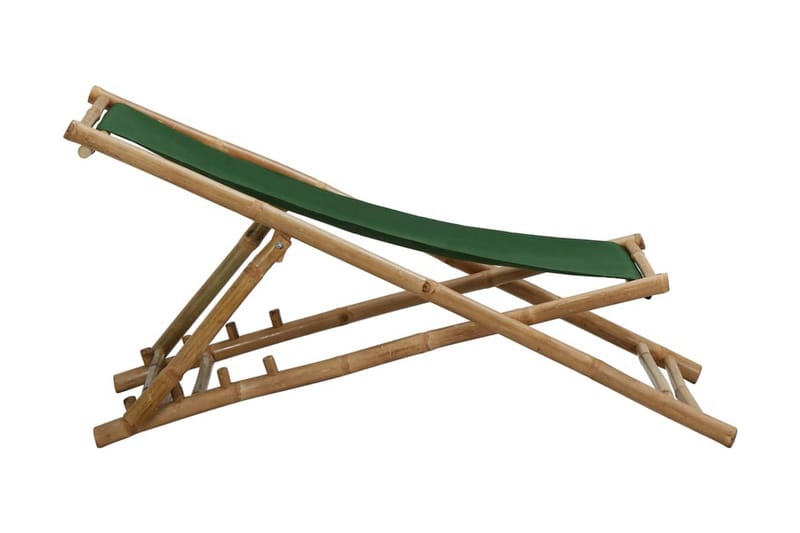 Solstol bambu och kanvas grön - Grön - Strandstol - Brassestolar & campingstolar