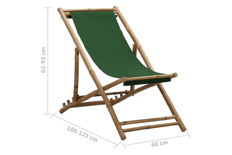 Solstol bambu och kanvas grön - Grön - Strandstol - Brassestolar & campingstolar