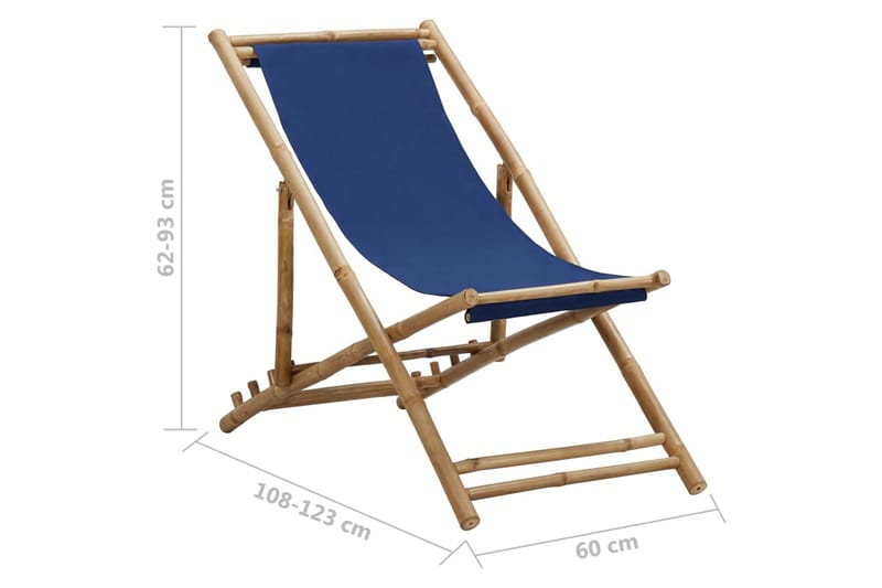 Solstol bambu och kanvas marinblå - Blå - Brassestolar & campingstolar - Strandstol