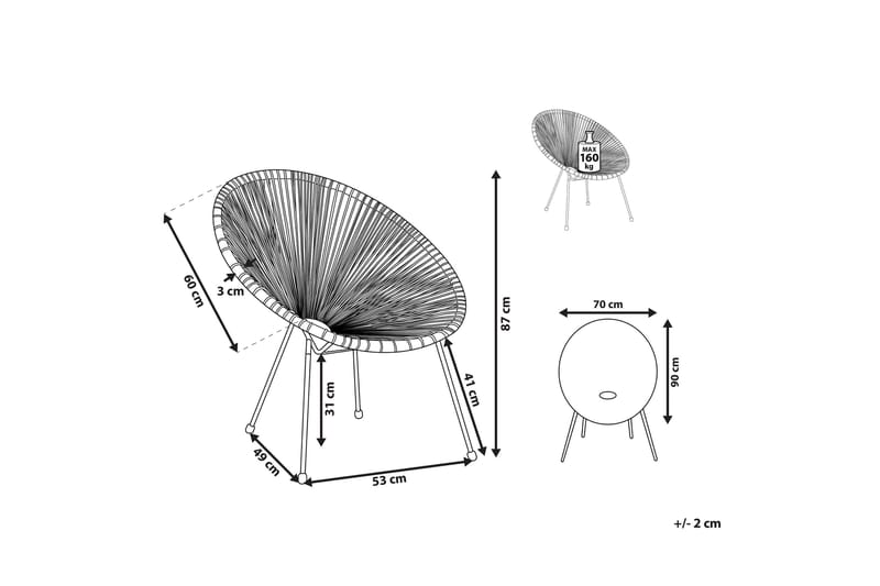 Cayaco Utefåtölj - Natural/Beige/Svart - Utemöbler - Utestol & trädgårdsstol - Utefåtölj & loungefåtölj
