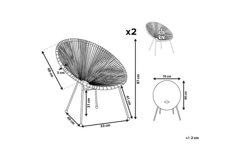 Cayaco Utefåtölj - Orange/Svart - Utemöbler - Utestol & trädgårdsstol - Utefåtölj & loungefåtölj