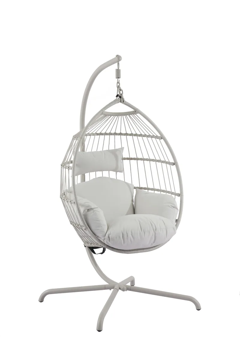 Corvin Hängstol med stativ utomhus - Äggstol i stål, Beige