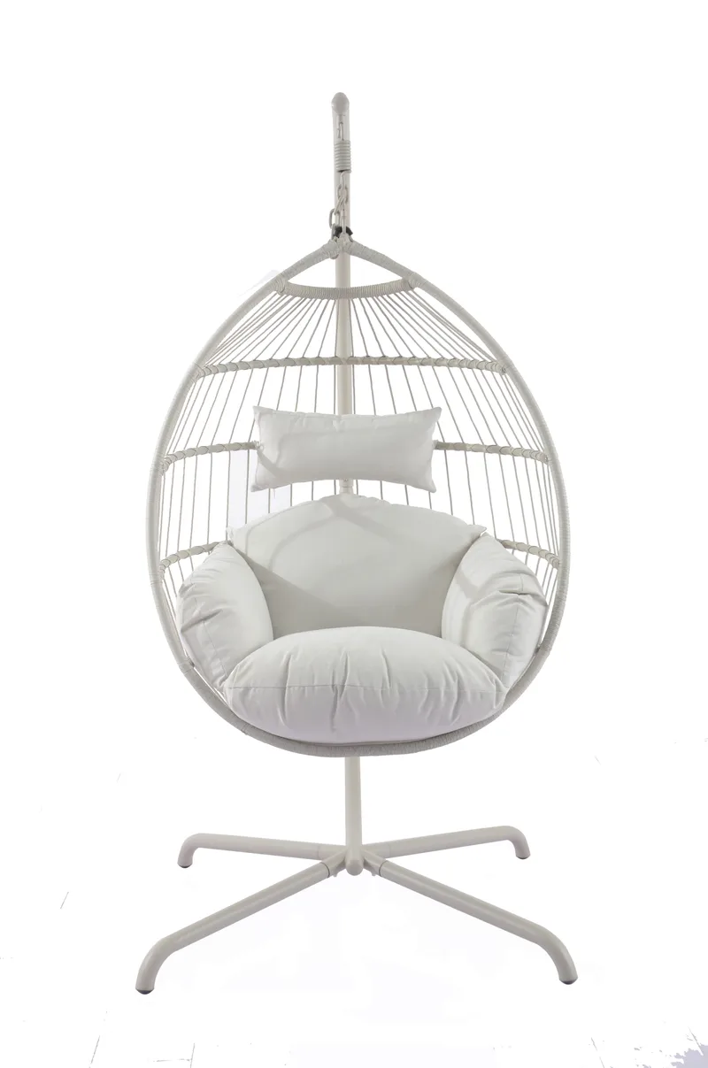 Corvin Hängstol med stativ utomhus - Äggstol i stål - Beige - Utemöbler - Utestol & trädgårdsstol - Hängstol utomhus