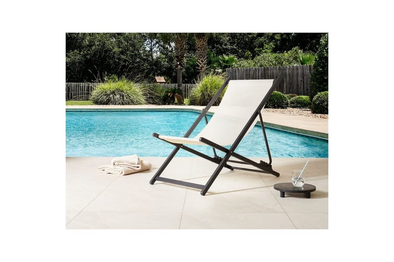 Däckstol hopfällbar Locri II - Beige, svart - Utemöbler - Utestol & trädgårdsstol - Solstolar