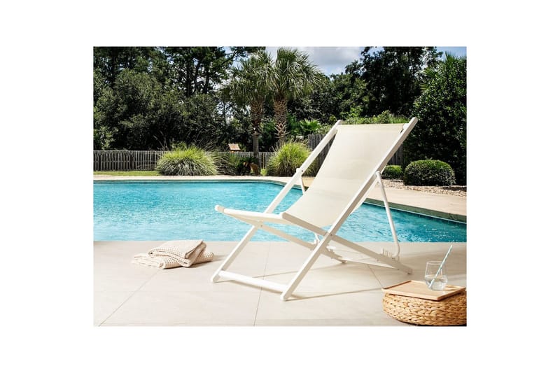 Däckstol hopfällbar Locri II - Beige, vit - Utemöbler - Utestol & trädgårdsstol - Solstolar