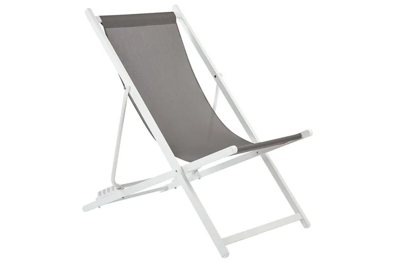 Däckstol hopfällbar Locri II - Grå, vit - Utemöbler - Utestol & trädgårdsstol - Solstolar