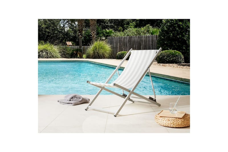 Däckstol hopfällbar Locri II - Vit, Grå - Utemöbler - Utestol & trädgårdsstol - Solstolar