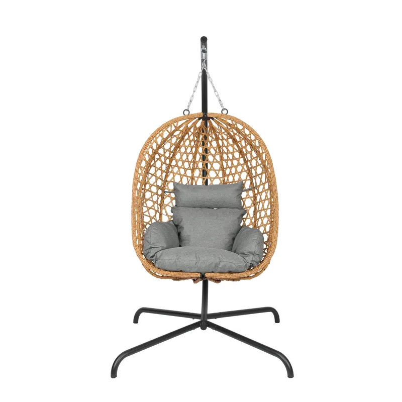 Etna Hängstol med stativ utomhus - Äggstol i konstrotting - Brun - Utemöbler - Utestol & trädgårdsstol - Hängstol utomhus - Hängstol med stativ