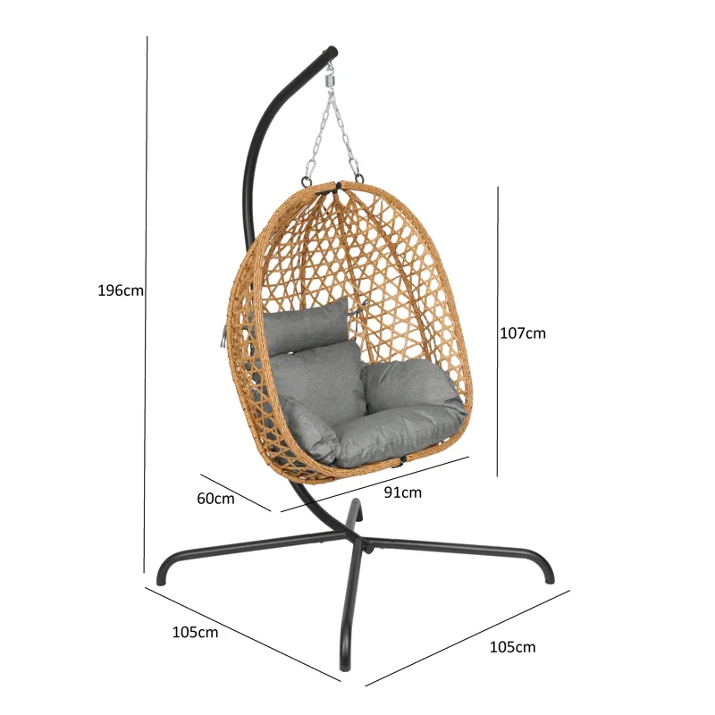 Etna Hängstol med stativ utomhus - Äggstol i konstrotting - Brun - Utemöbler - Utestol & trädgårdsstol - Hängstol utomhus - Hängstol med stativ