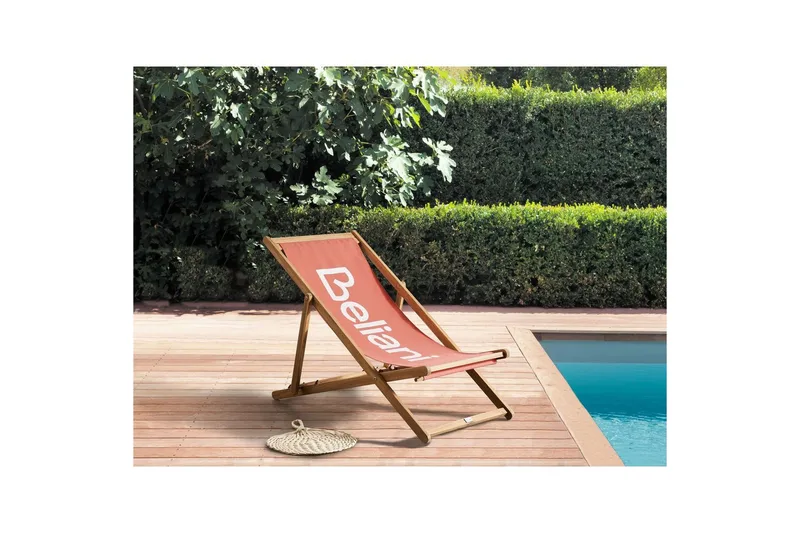 Fällbar däckstol Anzio - Rött, ljust trä - Utemöbler - Utestol & trädgårdsstol - Solstolar