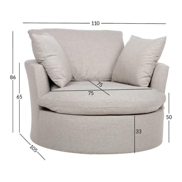 Fåtölj Fluffy Swivel 110x105x65/86 cm - Ljusgrå - Utemöbler - Utestol & trädgårdsstol - Utefåtölj & loungefåtölj