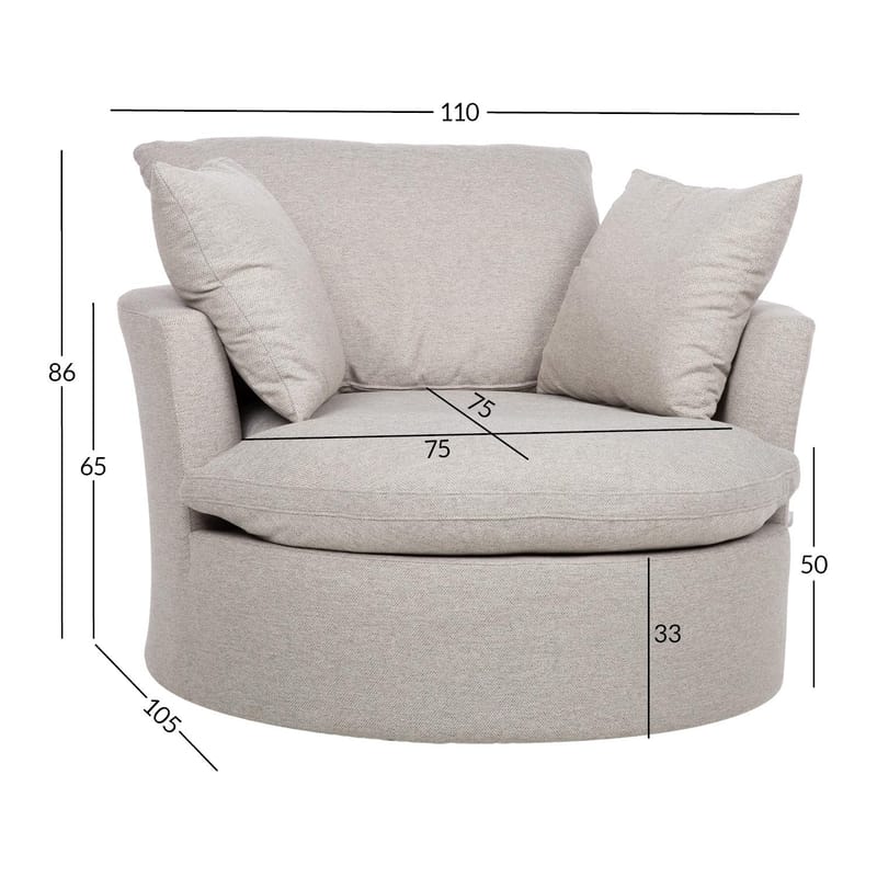 Fåtölj Fluffy Swivel 110x105x65/86 cm - Ljusgrå - Utemöbler - Utestol & trädgårdsstol - Utefåtölj & loungefåtölj