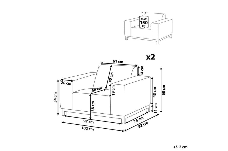 Fåtölj set om 2 Rovigo - Grå, vit - Utemöbler - Utestol & trädgårdsstol - Utefåtölj & loungefåtölj