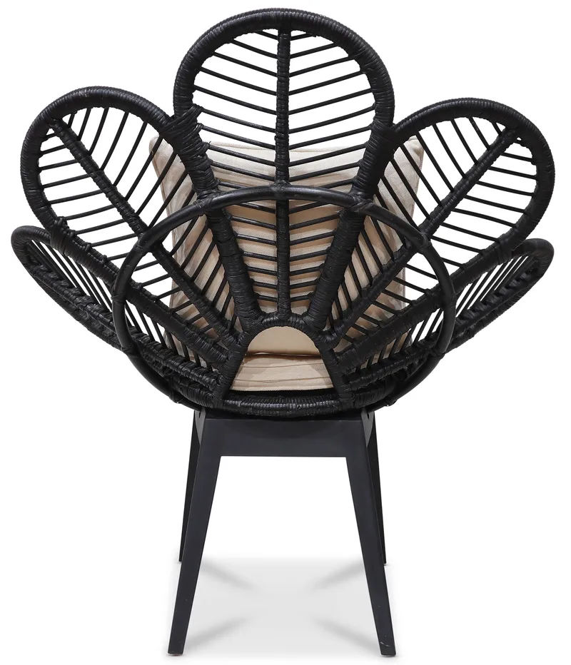 Fåtölj svart/rotting - Peacock - Svartbetsad rotting, vit dyna - Utemöbler - Utestol & trädgårdsstol - Utefåtölj & loungefåtölj