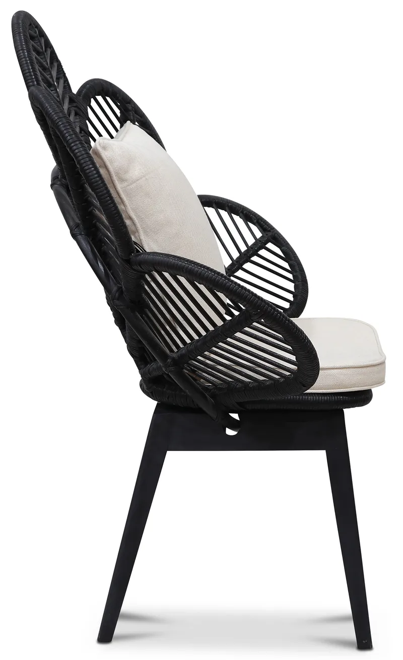 Fåtölj svart/rotting - Peacock - Svartbetsad rotting, vit dyna - Utemöbler - Utestol & trädgårdsstol - Utefåtölj & loungefåtölj