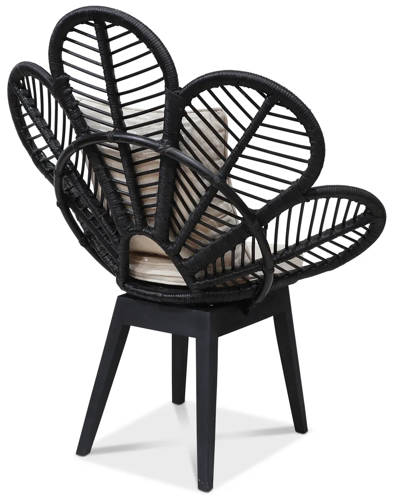 Fåtölj svart/rotting - Peacock - Svartbetsad rotting, vit dyna - Utemöbler - Utestol & trädgårdsstol - Utefåtölj & loungefåtölj