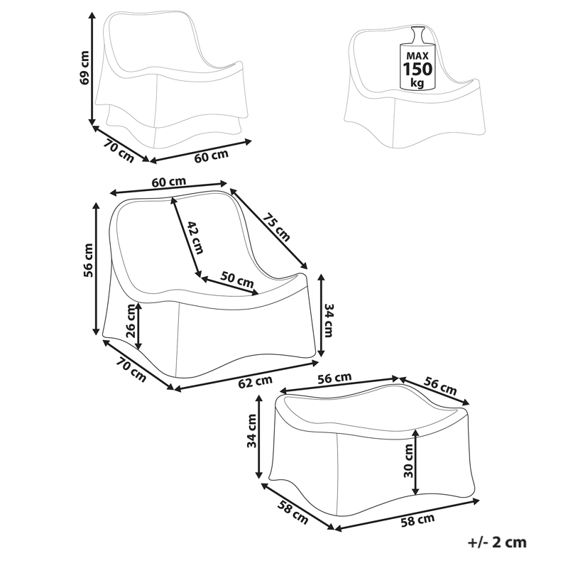 Fåtölj utomhus med Fotpall Aigani Rotting - Naturlig/Beige - Utemöbler - Utestol & trädgårdsstol - Utefåtölj & loungefåtölj