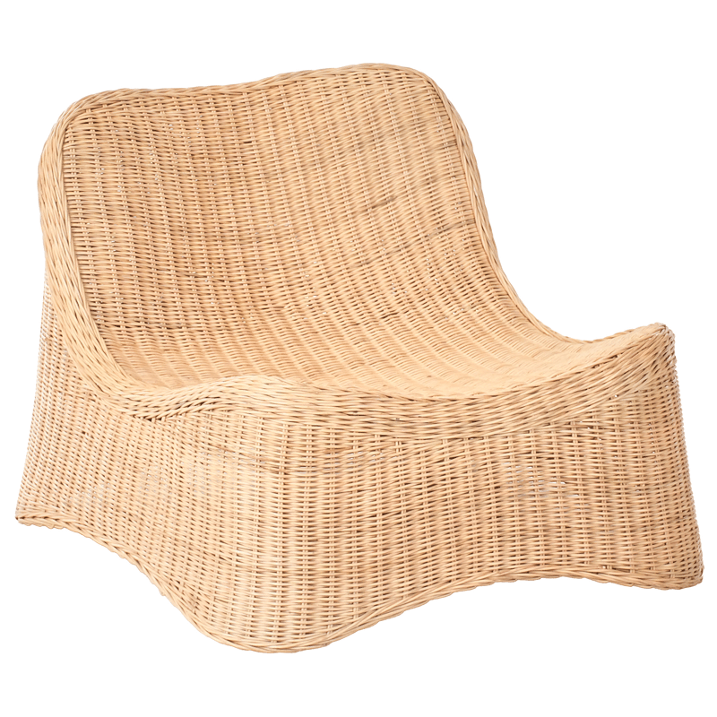 Fåtölj utomhus med Fotpall Aigani Rotting - Naturlig/Beige - Utemöbler - Utestol & trädgårdsstol - Utefåtölj & loungefåtölj