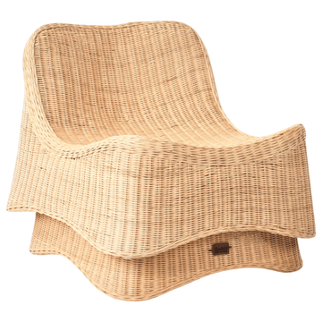 Fåtölj utomhus med Fotpall Aigani Rotting - Naturlig/Beige - Utemöbler - Utestol & trädgårdsstol - Utefåtölj & loungefåtölj