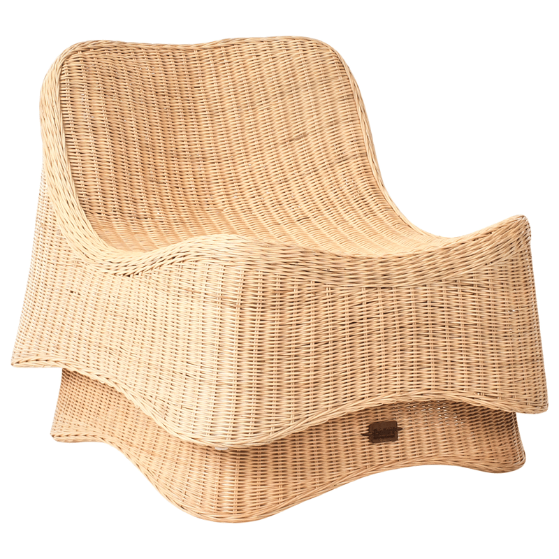 Fåtölj utomhus med Fotpall Aigani Rotting - Naturlig/Beige - Utemöbler - Utestol & trädgårdsstol - Utefåtölj & loungefåtölj