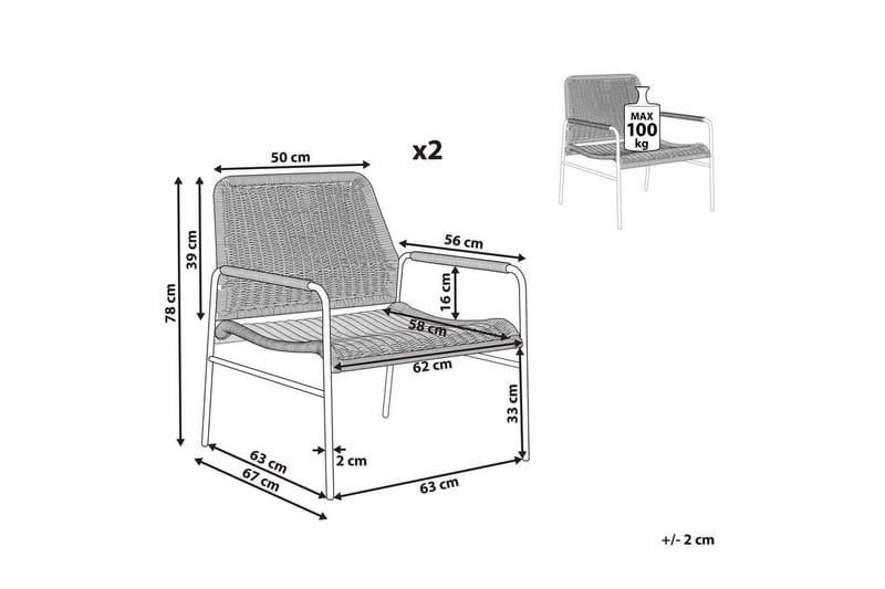 Fåtölj Prasimo set om 2 - Utemöbler - Utestol & trädgårdsstol - Utefåtölj & loungefåtölj