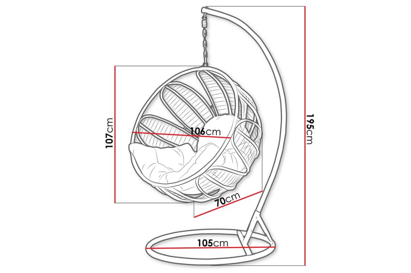 Floressa Hängstol Utomhus - Hängfåtölj - Hänggunga med stativ till balkong uteplats 105 cm - Brun - Utemöbler - Utestol & trädgårdsstol - Hängstol utomhus