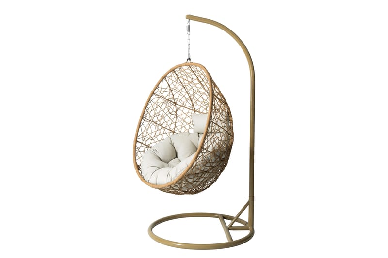 Fogo Hängstol Utomhus - Hängfåtölj - Hänggunga med stativ till balkong uteplats 95 cm - Brun/Beige - Utemöbler - Utestol & trädgårdsstol - Hängstol utomhus