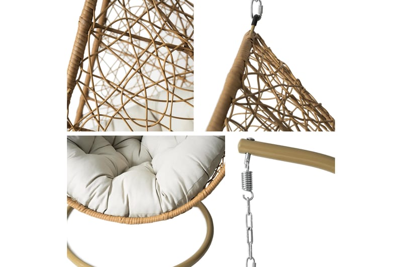 Fogo Hängstol Utomhus - Hängfåtölj - Hänggunga med stativ till balkong uteplats 95 cm - Brun/Beige - Utemöbler - Utestol & trädgårdsstol - Hängstol utomhus