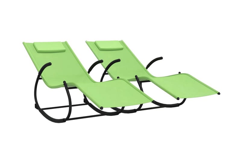 Gungande solsängar 2 st grön stål och textilene - Grön - Solsäng & Solvagnar