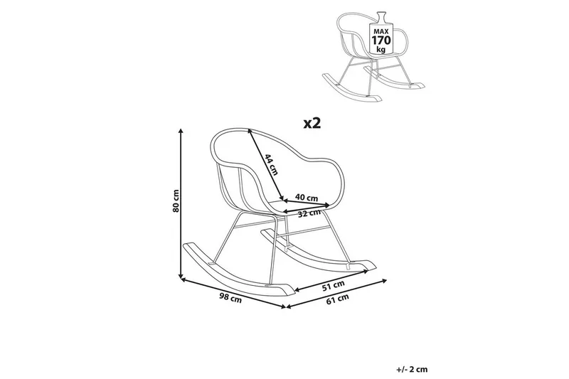 Gungstol Lavinio set om 2 - Utemöbler - Utestol & trädgårdsstol - Gungstol utomhus
