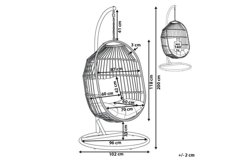 Hängstol Alba - Vit, Grå - Utemöbler - Utestol & trädgårdsstol - Hängstol utomhus