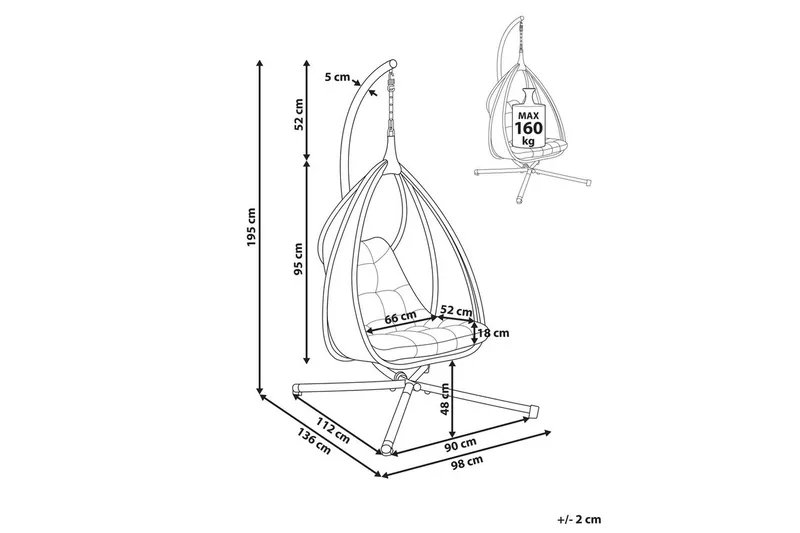 Hängstol Avegno - Ljusgrå - Utemöbler - Utestol & trädgårdsstol - Hängstol utomhus