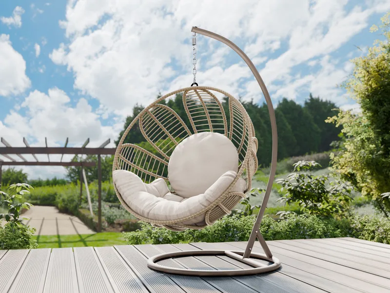 Bravion Hängstol utomhus - beige - Utemöbler - Utestol & trädgårdsstol - Hängstol utomhus - Hängstol med stativ