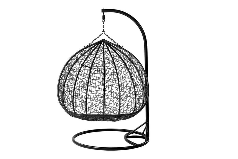 Greencastle Hängstol Utomhus - Dubbel Hängfåtölj med stativ till balkong uteplats 132 cm - Svart - Utemöbler - Utestol & trädgårdsstol - Hängstol utomhus