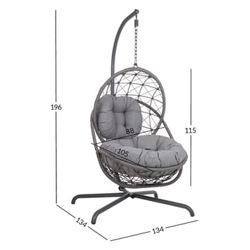 Hängstol Amara 134x134x196 cm - Mörkgrå - Utemöbler - Utestol & trädgårdsstol - Hängstol utomhus - Hängstol med stativ