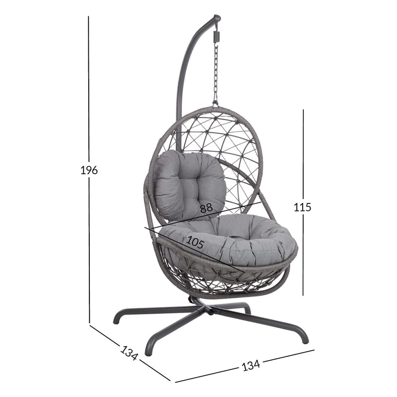 Hängstol Amara 134x134x196 cm - mörkgrå - Utemöbler - Utestol & trädgårdsstol - Hängstol utomhus - Hängstol med stativ