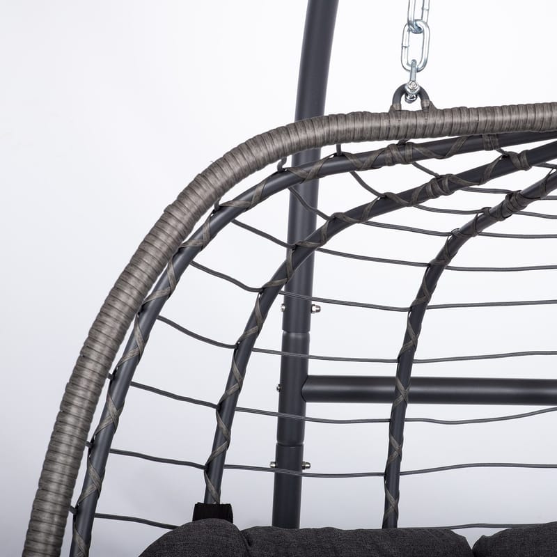 Hängstol Finse 2-sits 142x106x194 cm - mörkgrå - Utemöbler - Utestol & trädgårdsstol - Hängstol utomhus - Hängstol med stativ